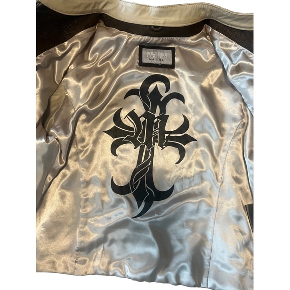 Wilsons Leather Moto Jacket Vintage Rare Biker Woman Men Distressed IX XXL Plus - Picture 9 of 15